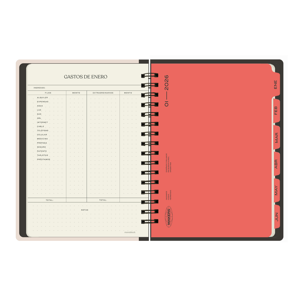 PREVENTA - Agenda semanal 2026 Monoblock - Makers