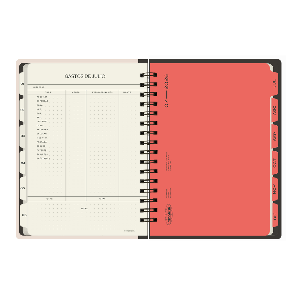 PREVENTA - Agenda semanal 2026 Monoblock - Makers