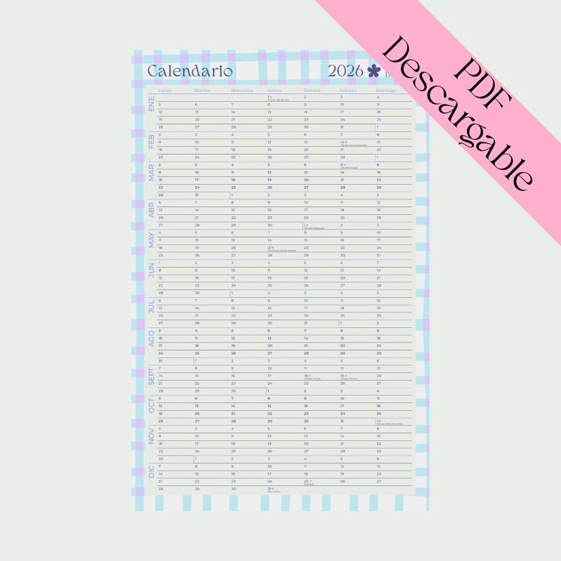 Calendario anual 2026 - Libros Bonitos