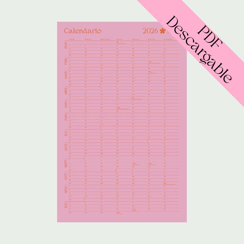 Calendario anual 2026 - Libros Bonitos