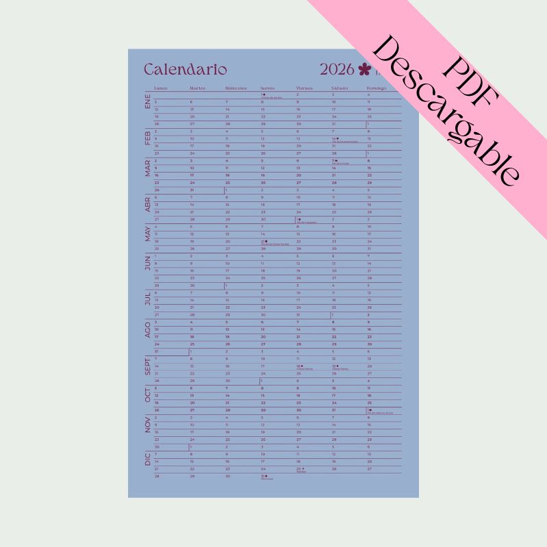 Calendario anual 2026 - Libros Bonitos