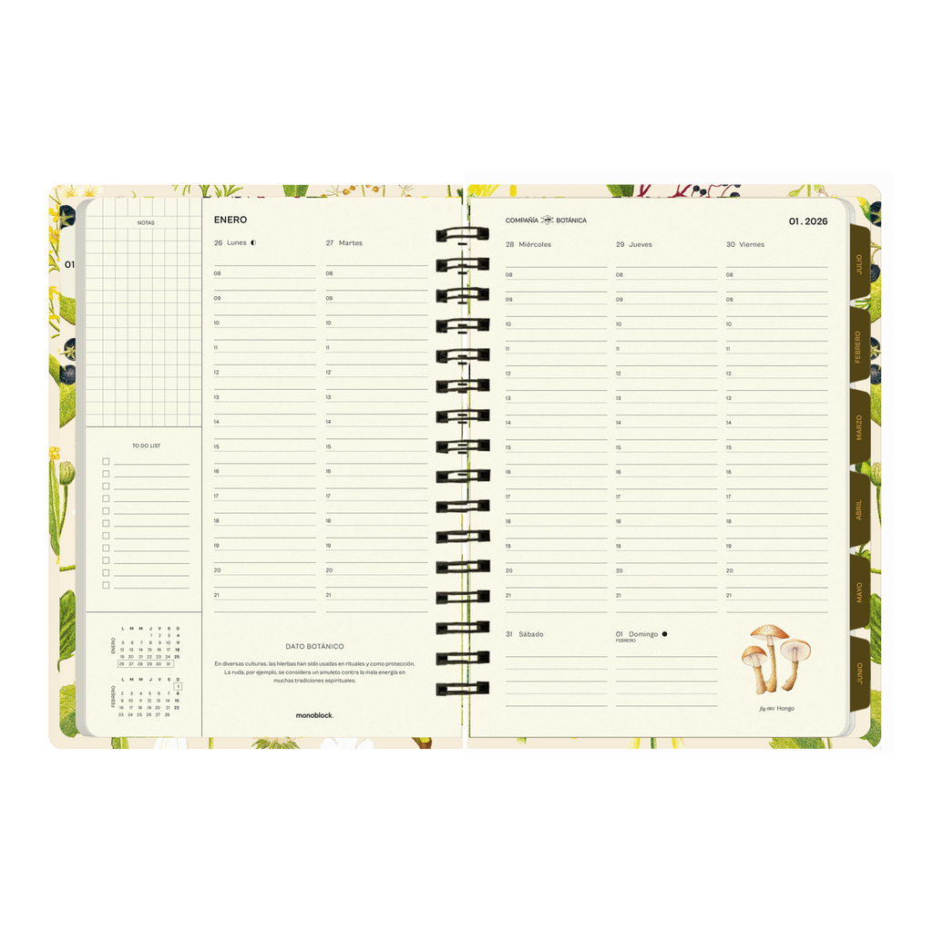 PREVENTA - Agenda semanal 2026 Monoblock - Compañía Botánica