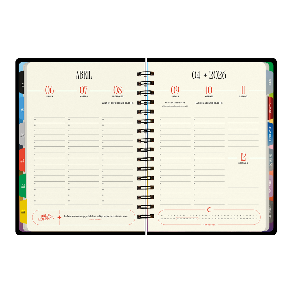 PREVENTA - Agenda semanal 2026 Monoblock - Bruja Moderna