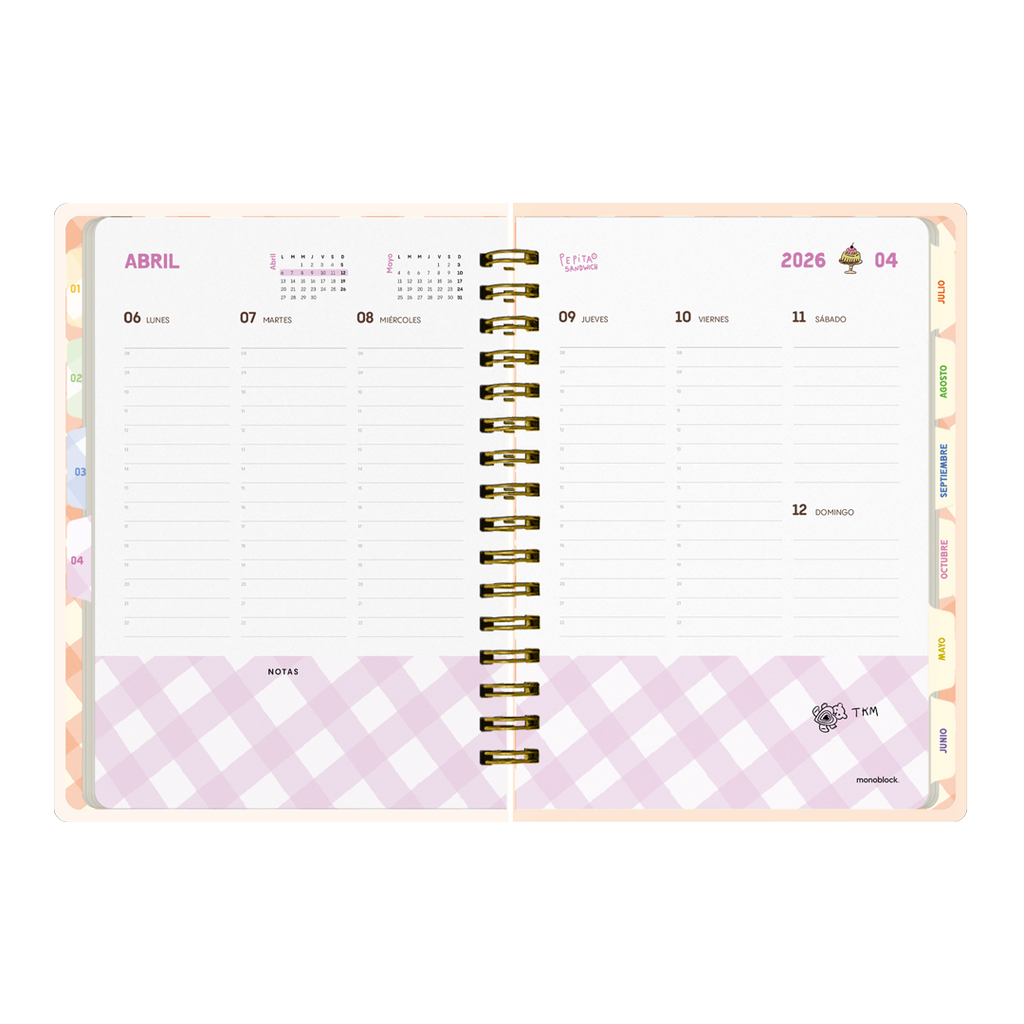 PREVENTA - Agenda semanal 2026 Monoblock - Pepita Sandwich